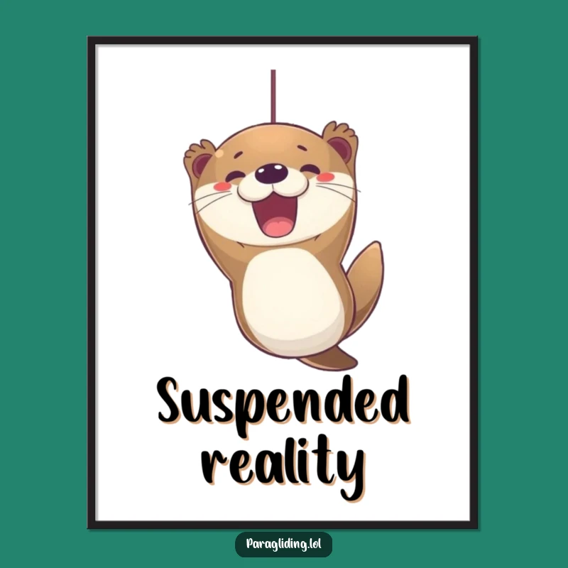 Funny Otter Paragliding Digital Art - Joyful Expression for Instant Cheer