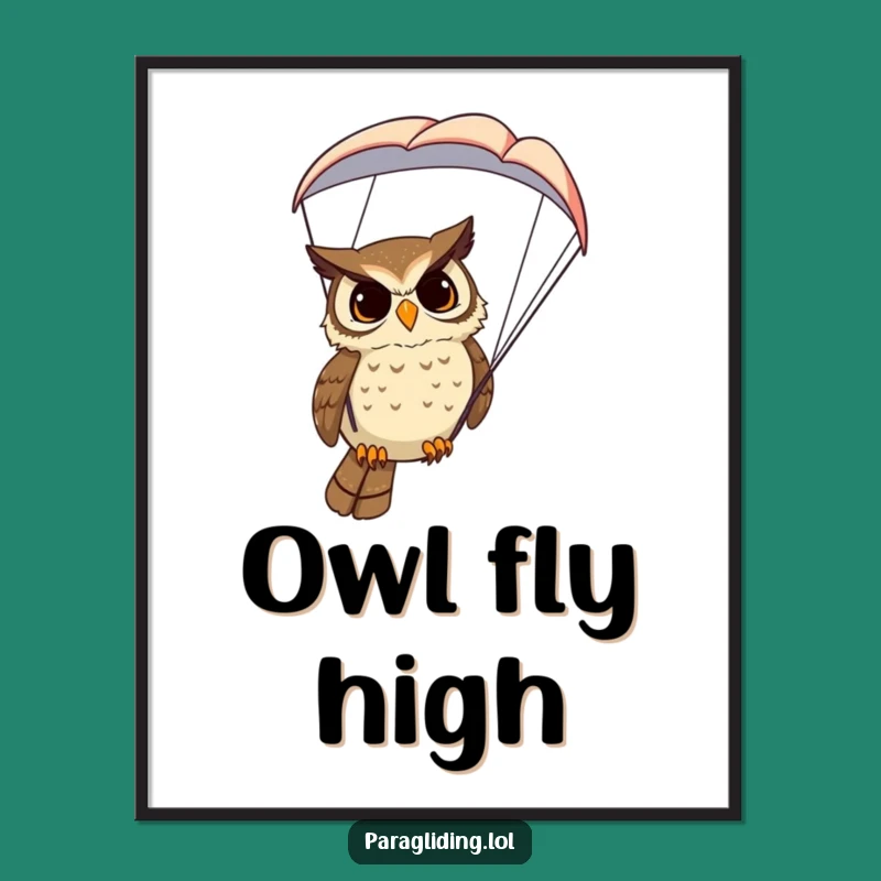 Funny Owl Paraglider Digital Art: Instant Wise Decor for Your Walls