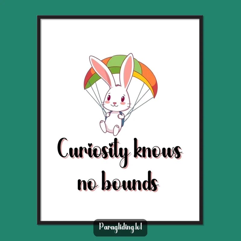 Funny Rabbit Paragliding Digital Art: Instant Curious Airborne Decor