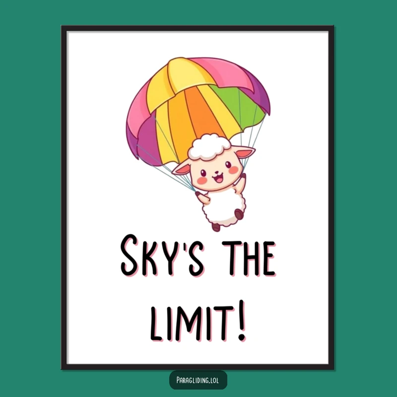 Funny Sheep Digital Art: Joyful Paragliding Scene, Perfect Instant Gift