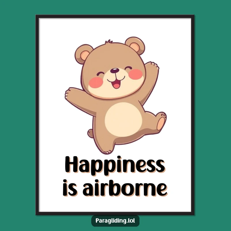 Funny Bear Paragliding Digital Art: Instant Joyful Airborne Decor