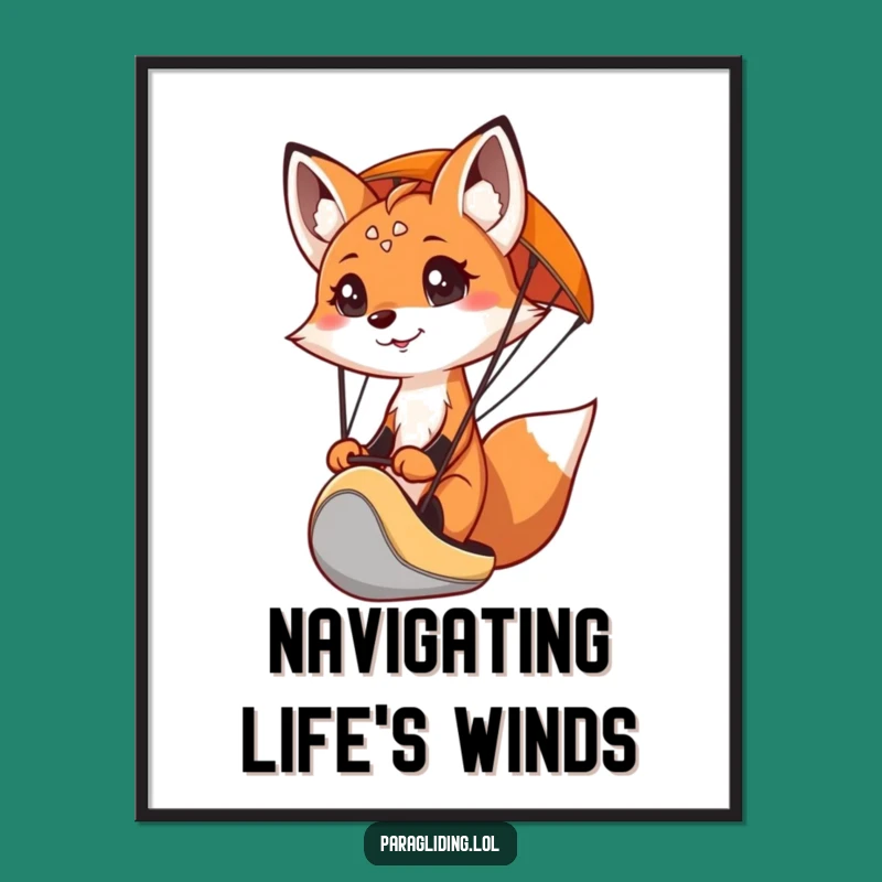 Funny Fox Paraglider Digital Art - Instant Adventure for Your Walls