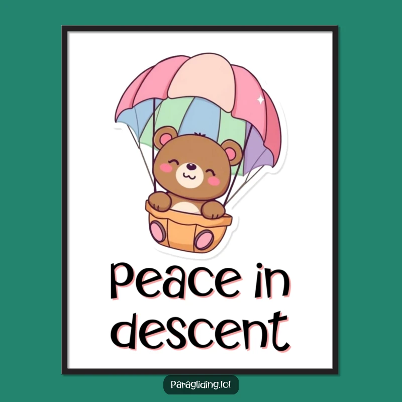 Funny Happy Bear Digital Print: Parachute Float Art for Peaceful Decor