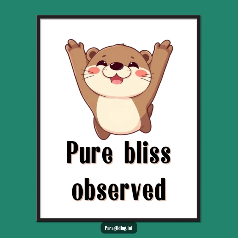 Funny Joyful Otter Digital Art: Hilarious Sky Soaring Wall Decor