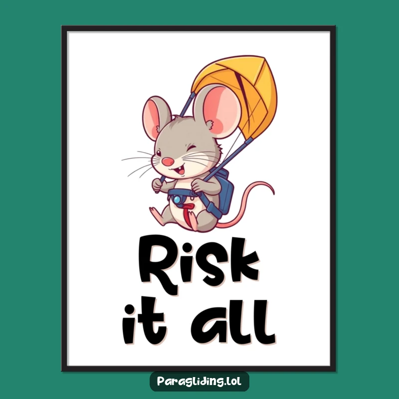 Funny Mouse Paragliding Art Print: Inspire Your Walls with Adventure