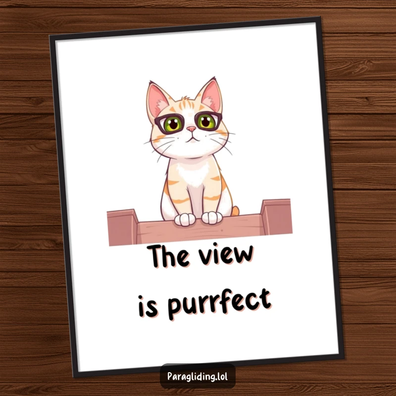 Funny curious cat observing the world from a high vantage point - instant digital art print for humorous decor.