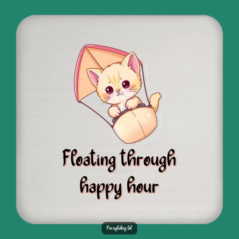 Funny Kitten Paraglider Coaster Set: Protect Surfaces with Feline Charm