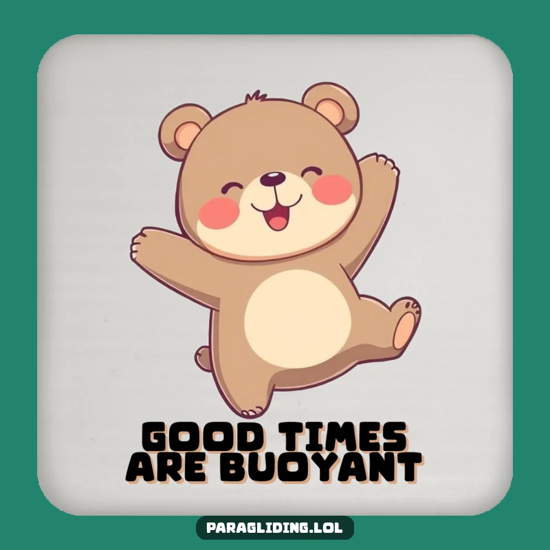 Funny Bear Paragliding Drink Coaster: Add Joyful Bobbing to Your Table