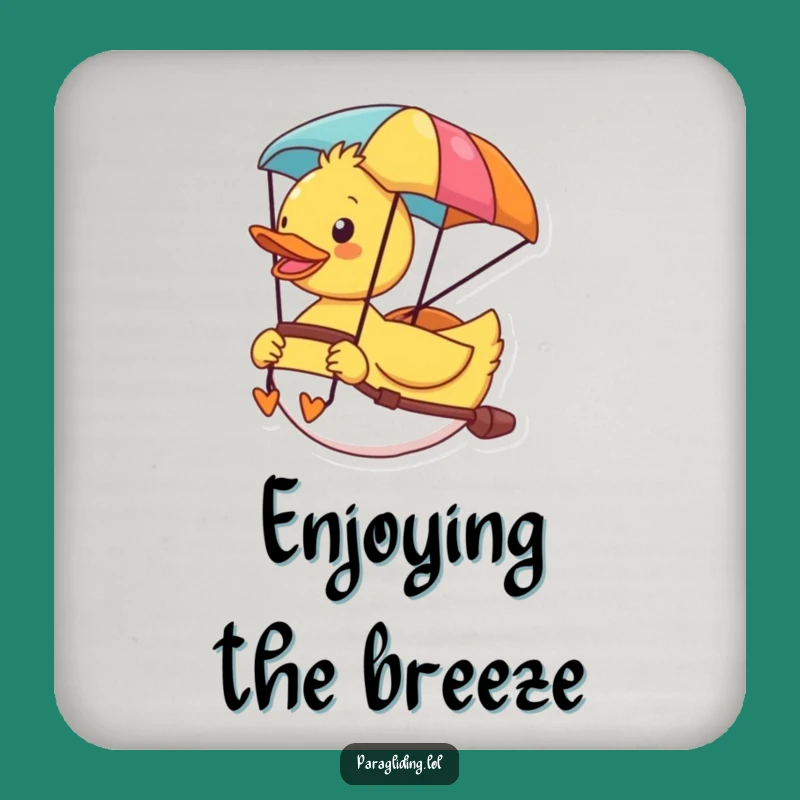 Funny Cheerful Duck Paragliding Drink Coaster: Protect Surfaces with Joy