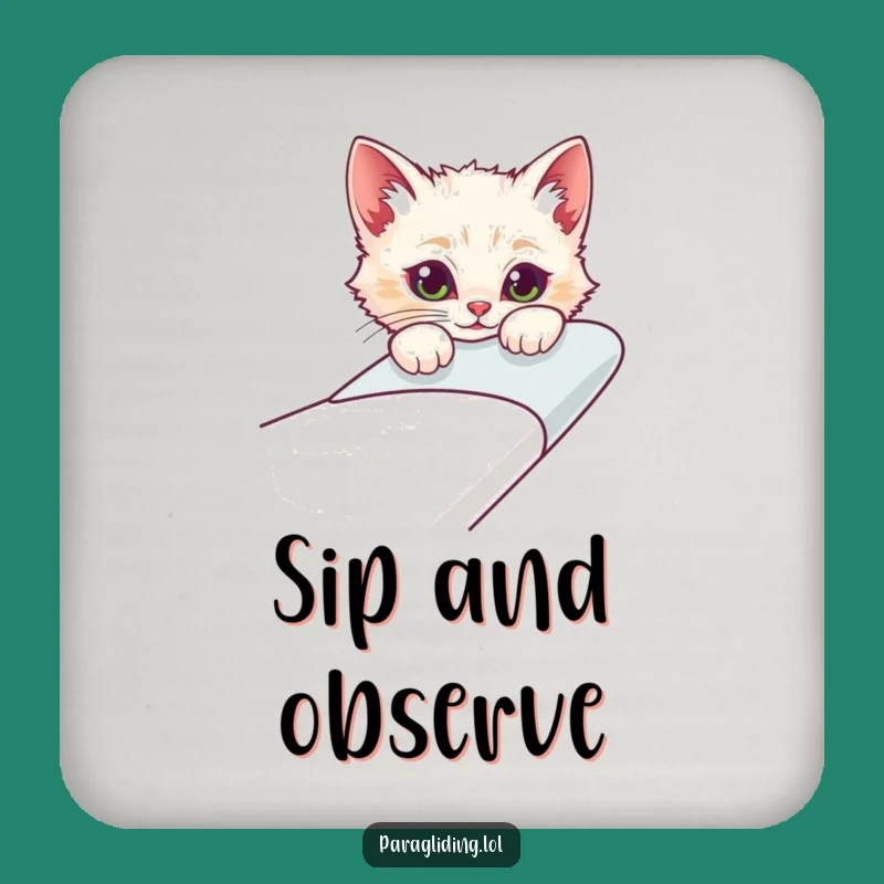 Funny Curious Cat Glider Coasters: Protect Surfaces with Feline Charm
