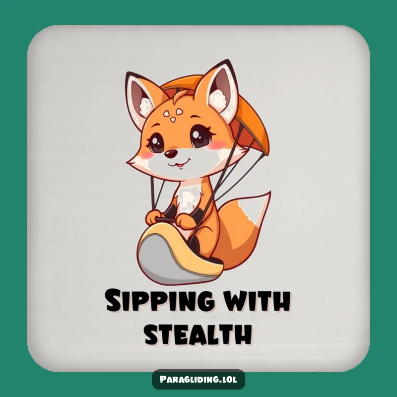 Funny Fox Paraglider Coaster - Protect Surfaces with Determined Flair