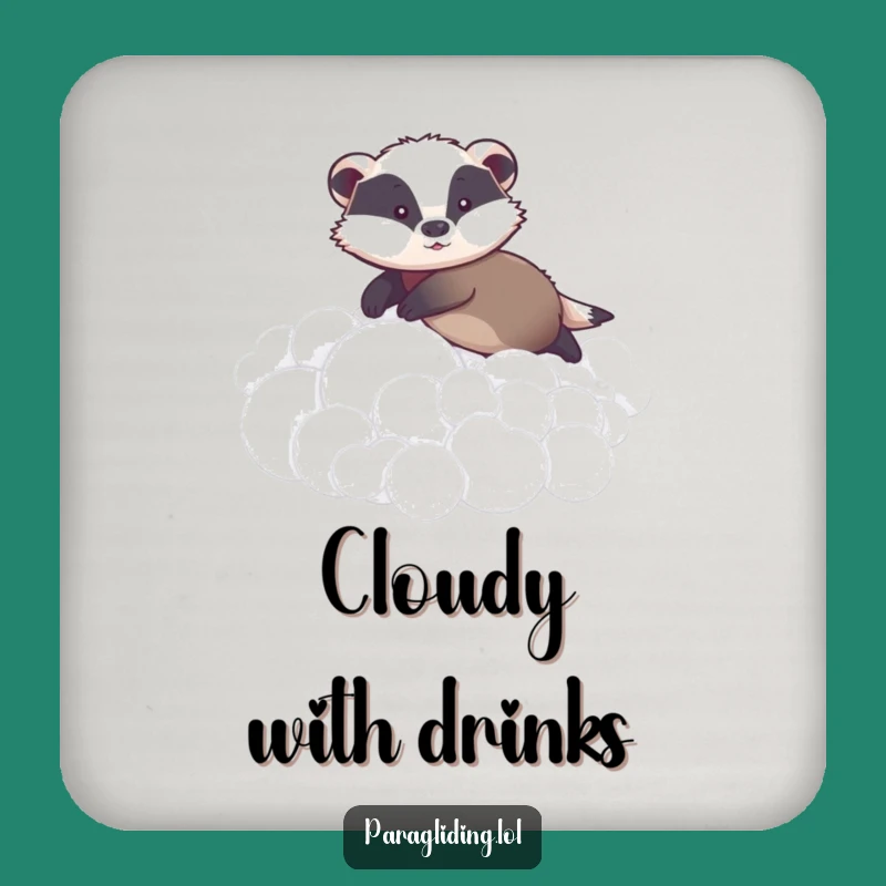 Funny Graceful Badger Coaster: Gentle Cloud Gliding Drink Protector