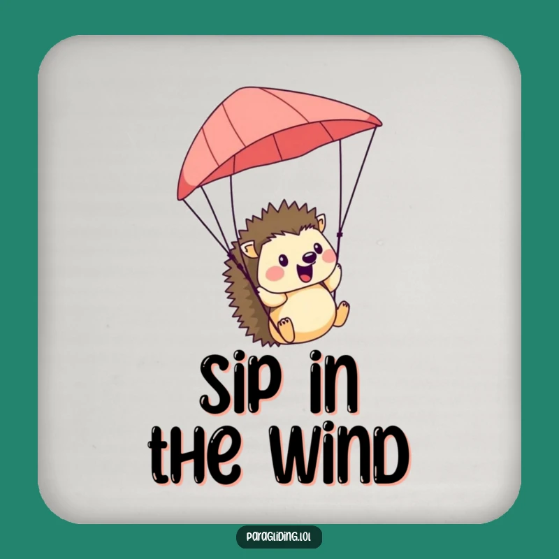 Funny Hedgehog Paraglider Drink Coaster: Protect Surfaces with Cheerful Art