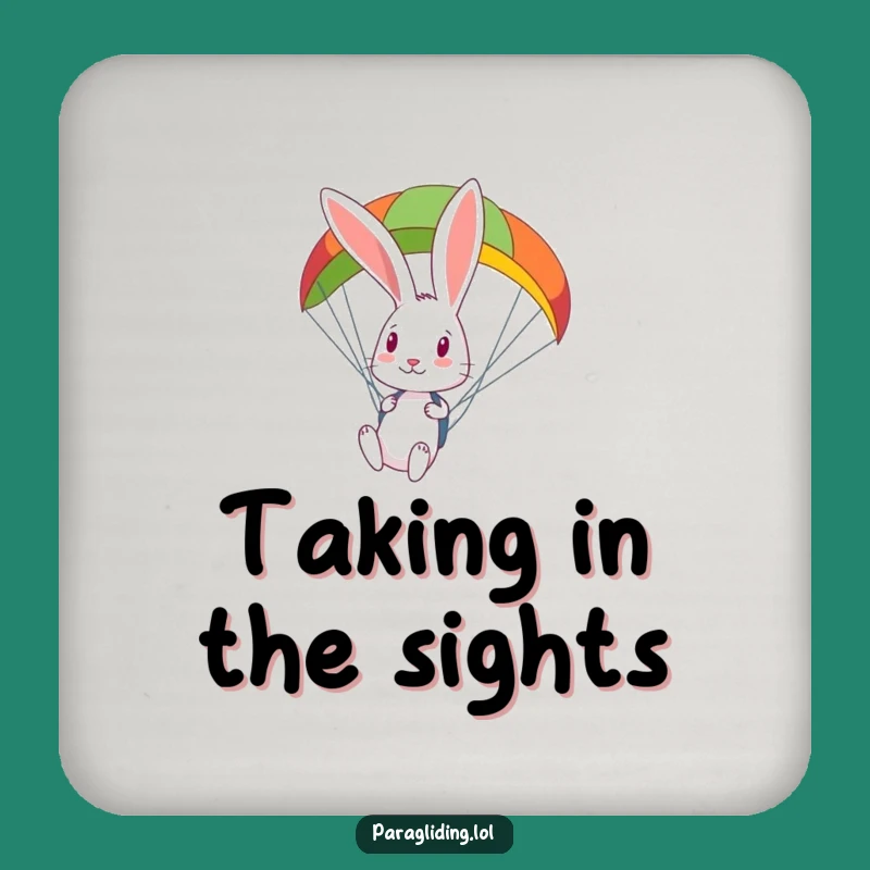 Funny Rabbit Paragliding Drink Coaster: Add Curious Views to Your Table