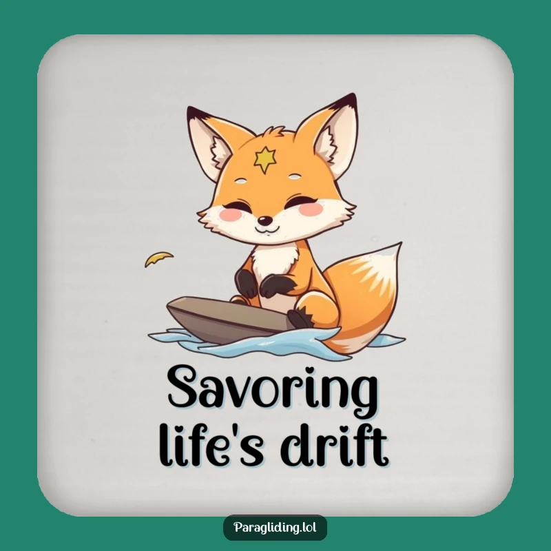 Funny Fox Paraglider Coasters: Protect Surfaces with Feline Grace