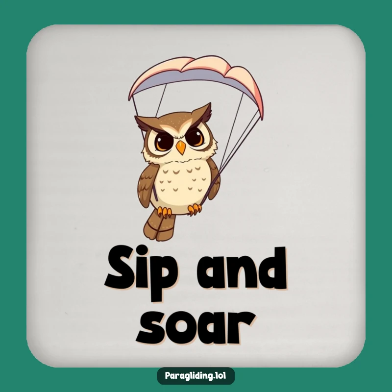 Funny Owl Paraglider Drink Coaster: Protect Surfaces with Wise Humor