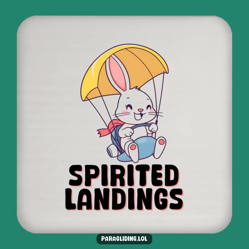 Funny Bunny Paragliding Coaster Set: Protect Tables with Daring & Funny Gift.