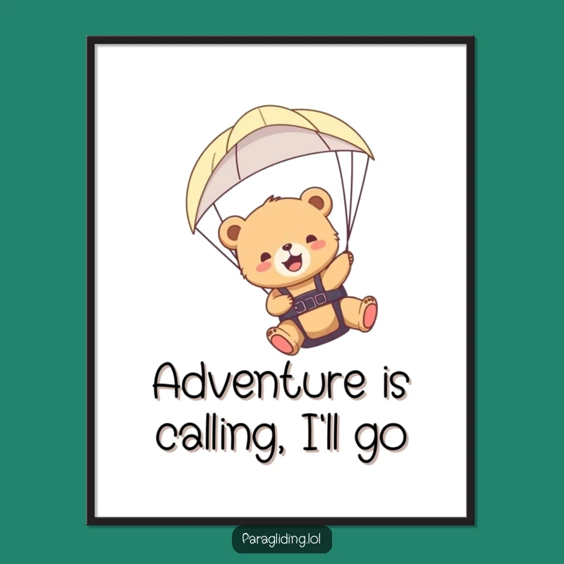 Funny Bear Cub Paraglider Poster: Bring Joyful Adventure to Your Walls