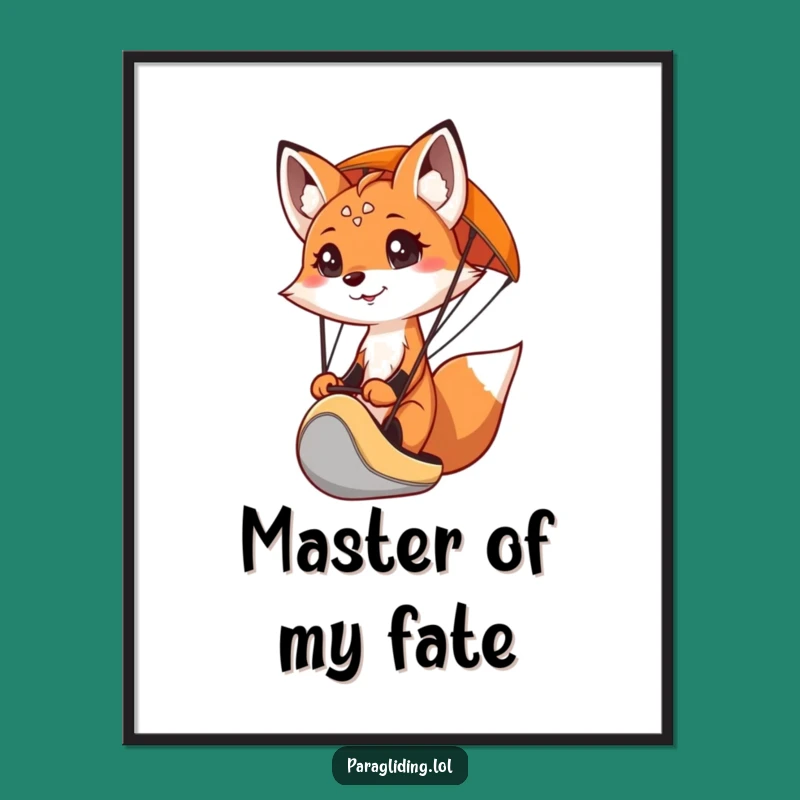 Funny Fox Paraglider Poster - Adventure Wall Art for Curious Spaces
