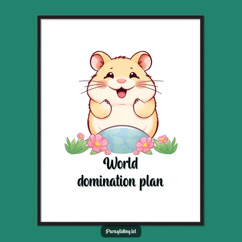Funny Smiling Hamster World View Poster: Wall Art That Takes You Higher