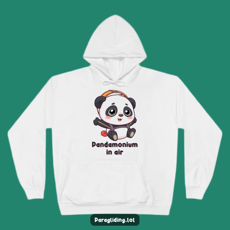 Cozy Funny Panda Paraglider Hoodie: Bewildered Bear Adventure Gift