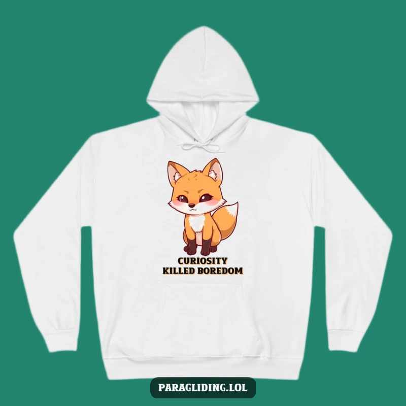 Funny Determined Fox Hoodie: Cozy Curiosity Downward Gaze Warm Wear