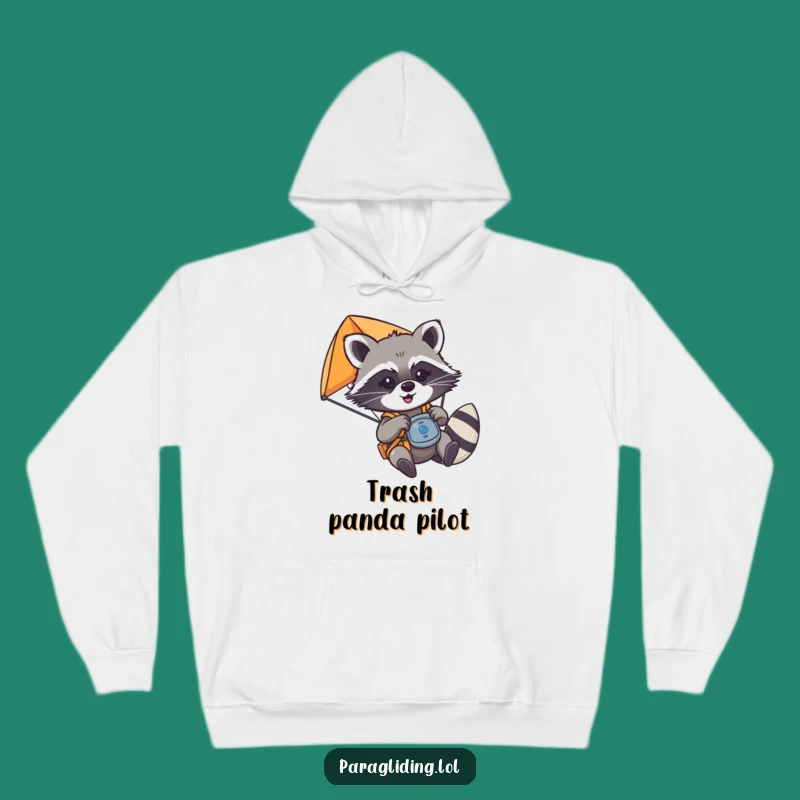 Funny Raccoon Paraglider Hoodie - Mischievous Pilot Cozy Comfort Gift