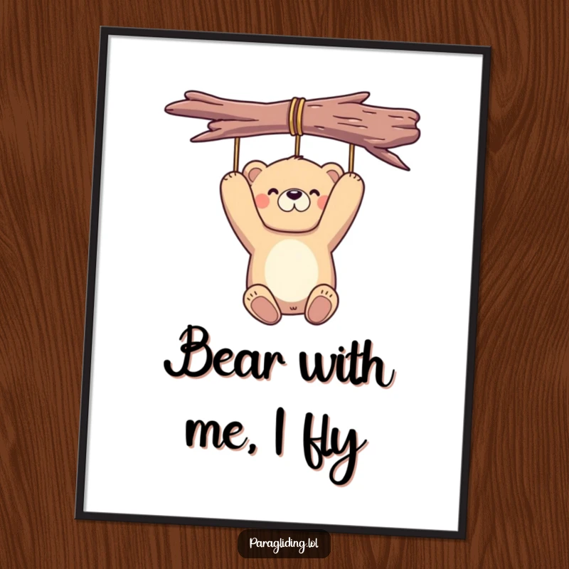 Funny Free Printable Bear Wall Art: A proud bear hangs peacefully in the air, bringing serene humor to your decor.