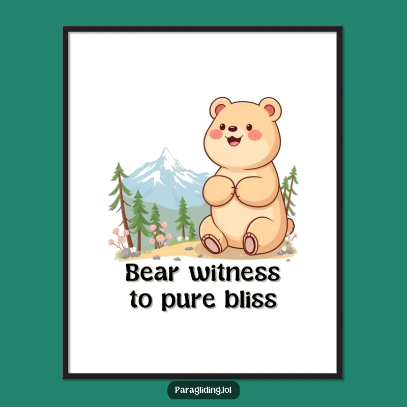 Free Printable Funny Bear Mountain View Wall Art - Serene DIY Decor