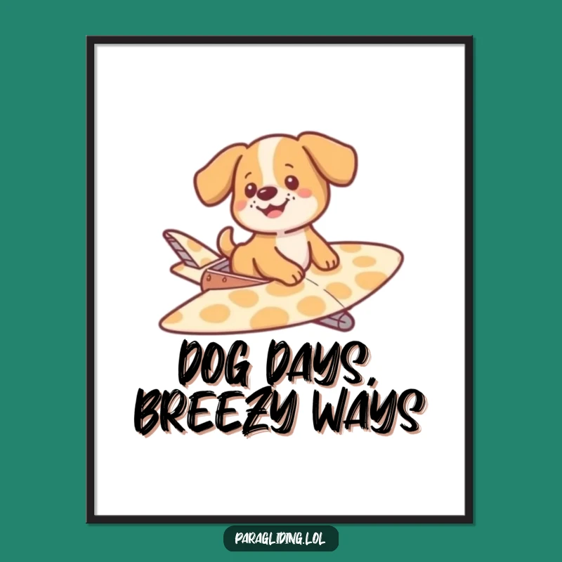 Free Printable Wall Art: Playful Dog Glider - Whimsical Downloadable Decor