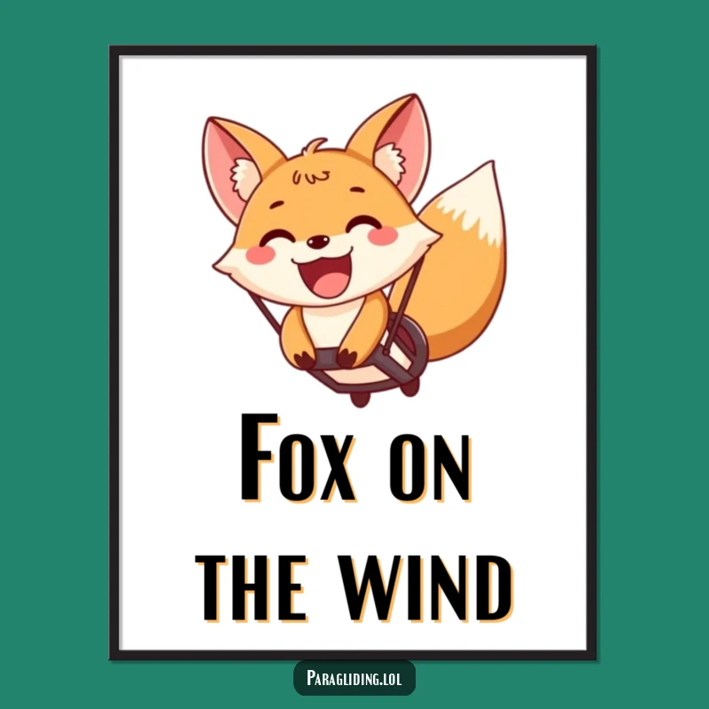 Funny Free Printable Fox Paragliding Wall Art: Joyful Downloadable Decor for Adventurers!