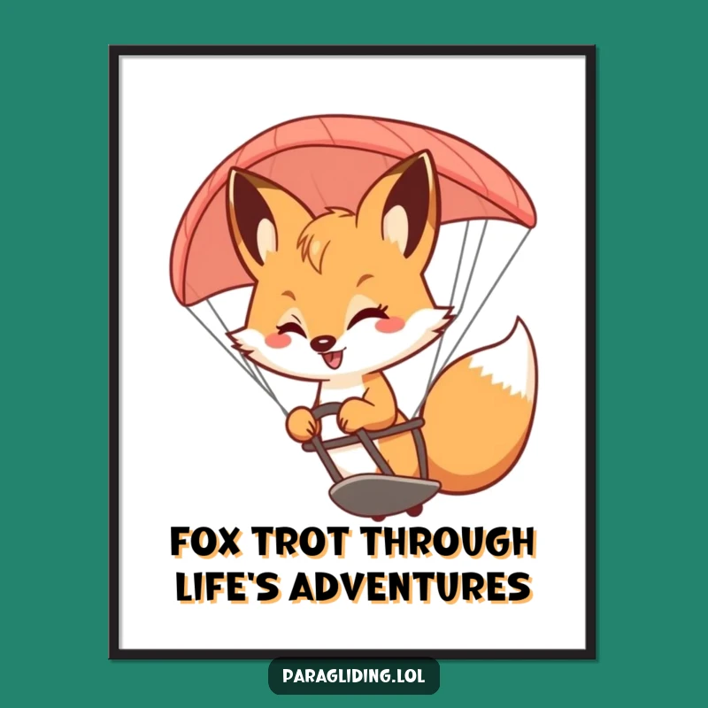 Free Printable Wall Art: Smiling Fox Paraglider Downloadable Decor for Playful Spaces