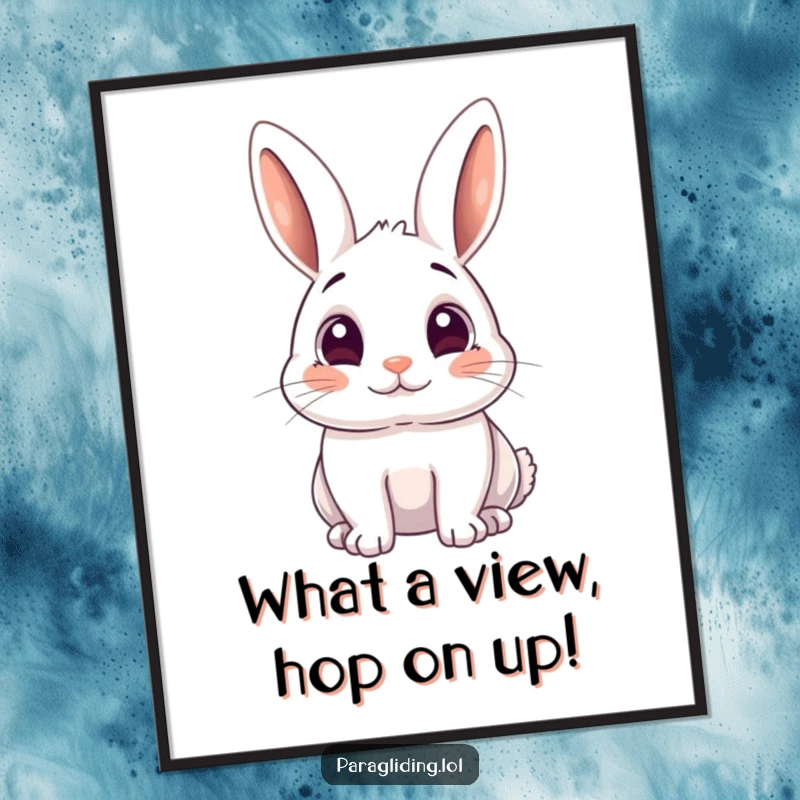 Funny Free Printable Wall Art: A playful rabbit with large, wide, amazed eyes staring downwards, creating a humorous scene.