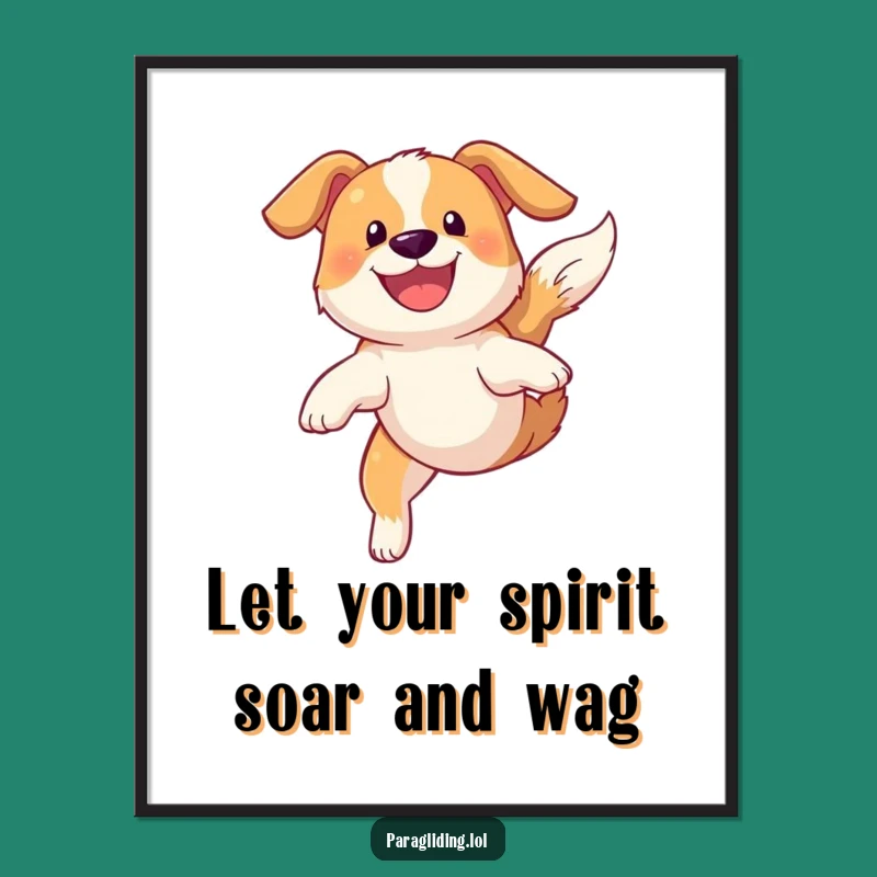 Free Printable Wall Art: Grinning Dog Sky Soar - Energetic Downloadable Art
