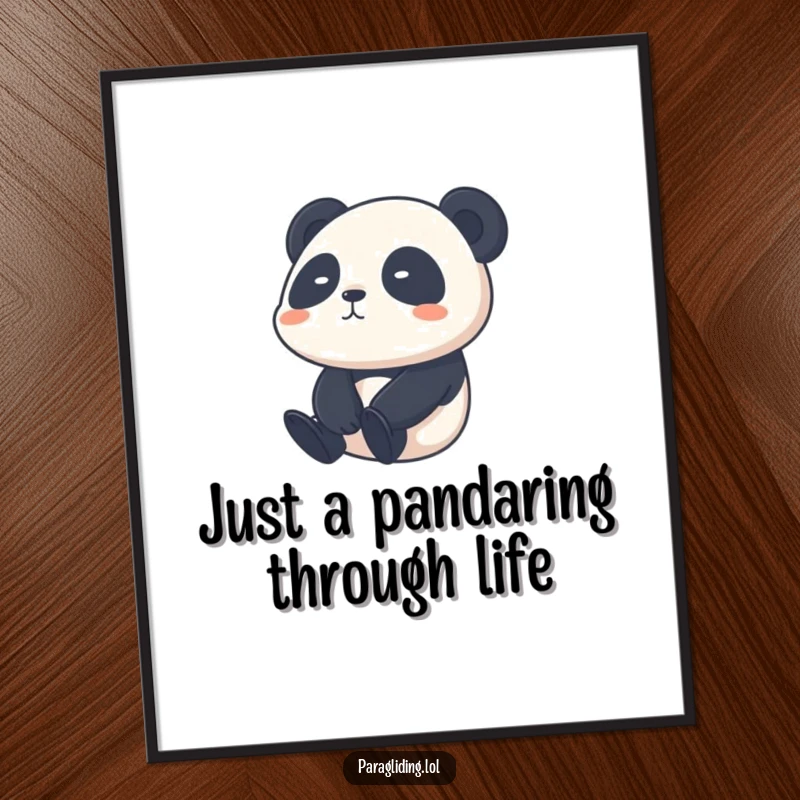 Cute Free Printable Wall Art: Shy panda drifting calmly through the sky, a peaceful downloadable art.