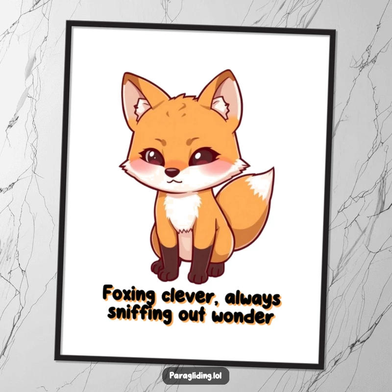 Funny Free Printable Wall Art of a determined fox intently looking downwards with deep curiosity, adding a touch of wit.