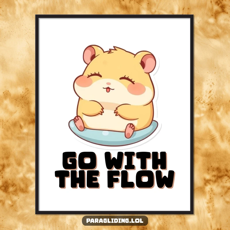 Funny Free Printable Wall Art featuring a hamster enjoying a peaceful glide with closed eyes, a hilarious downloadable piece.