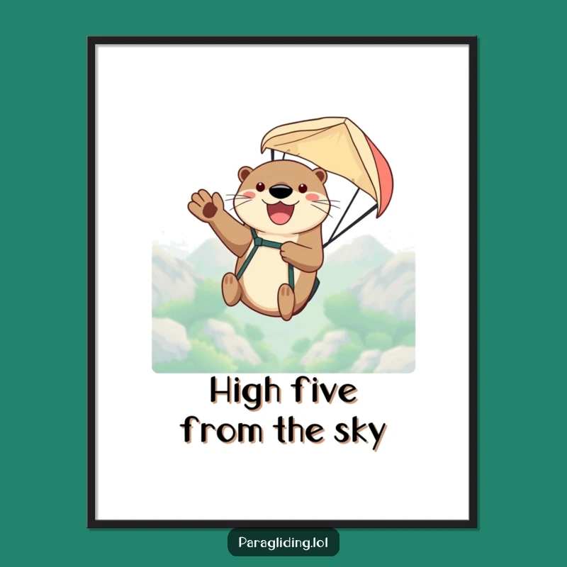 Funny Free Printable Wall Art: Otter Paragliding Adventure, Quirky Downloadable Decor for Your Space