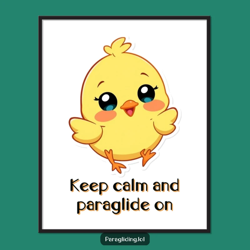 Funny Free Printable Wall Art: Cheerful Chick Paragliding, Quirky Downloadable Art for a Happy Home Decor
