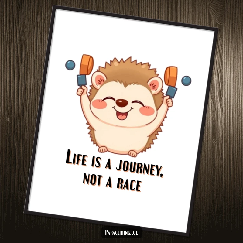 Funny Free Printable Wall Art: A happy hedgehog gripping handles with laughter, adding a playful and humorous touch to any wall.