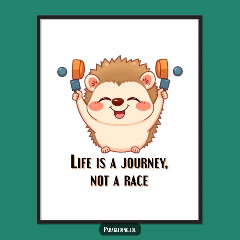 Funny Free Printable Wall Art: Giggling Hedgehog Holding Handles, Whimsical Downloadable Art for Joyful Spaces