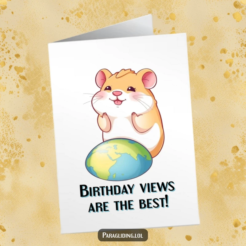 Funny Free Printable Hamster Birthday Card: A smiling hamster gazes down, radiating birthday cheer and tiny excitement.
