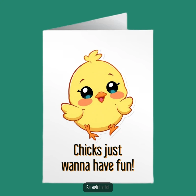 Free Printable Birthday Card: Funny Chick Paragliding for a Joyful, Laugh-Out-Loud Celebration