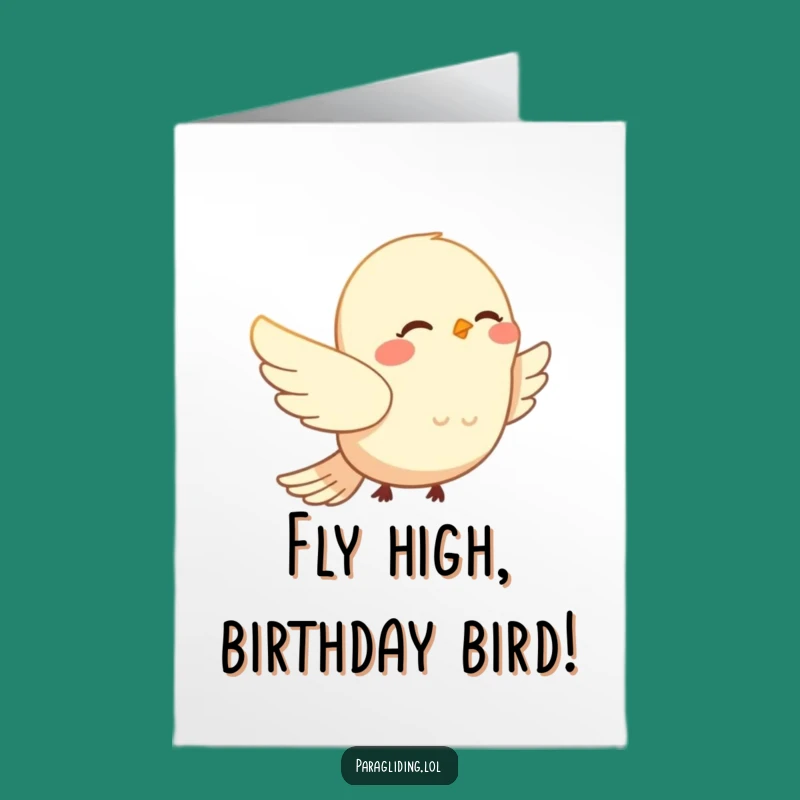 Free Printable Birthday Card: Smiling Bird Drifting - Funny Downloadable Gift