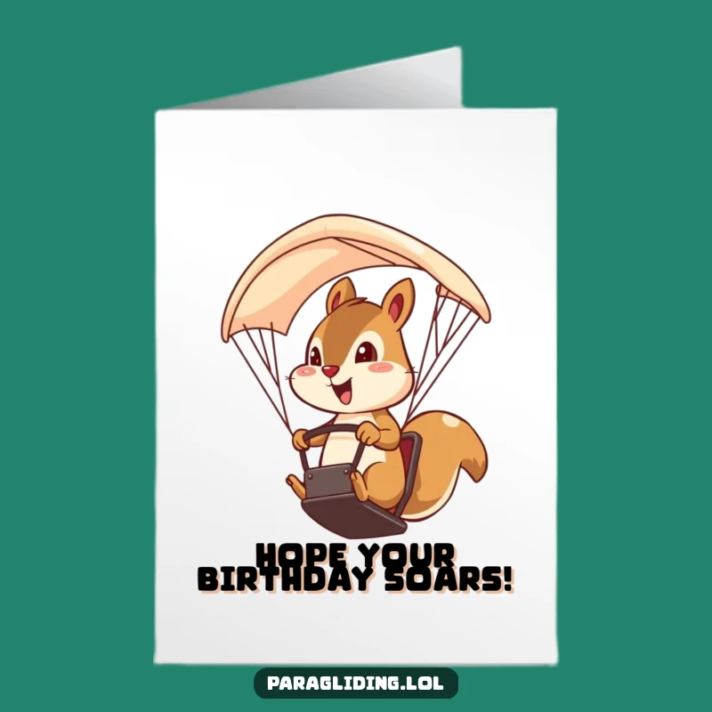 Free Printable Birthday Card: Brave Squirrel Paragliding for an Exciting, Adventurous Birthday Celebration