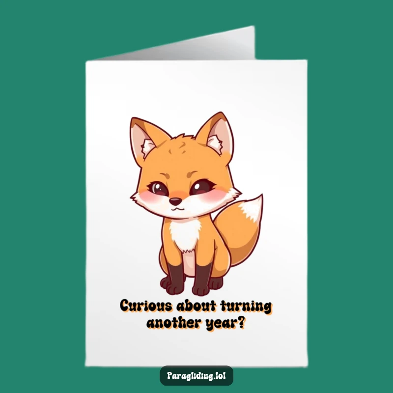 Free Printable Birthday Card: Curious Fox Looking Down with Intrigue