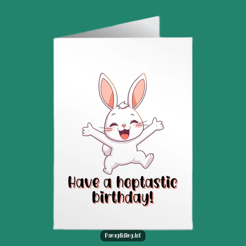 Free Printable Birthday Card: Delighted Bunny Soaring, Funny Downloadable Gift for Joyful Birthdays