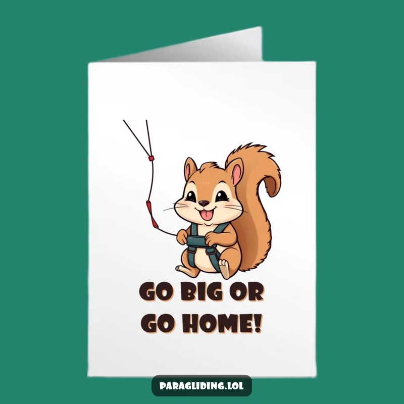 Free Printable Birthday Card: Funny Squirrel Paragliding Adventure Downloadable Gift