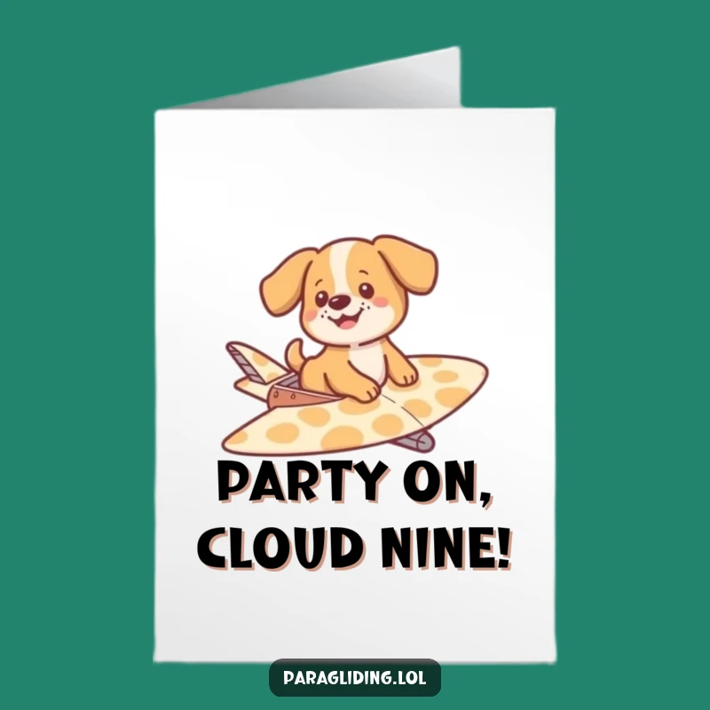 Free Printable Birthday Card: Relaxed Dog Gliding - Gentle Funny Downloadable Gift