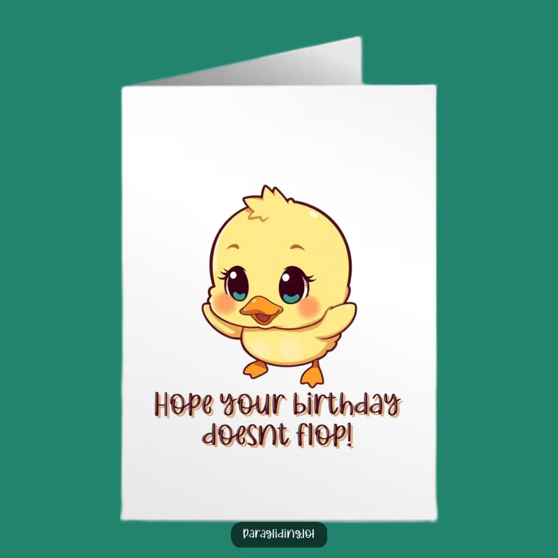 Free Printable Birthday Card: Wobbly Duckling Falling Funny Downloadable Gift